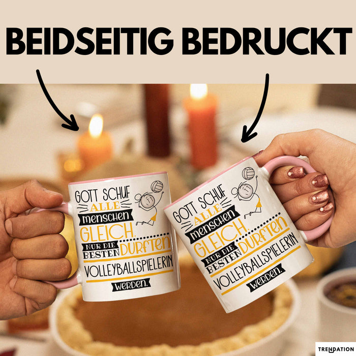 Volleyballspielerin Geschenk Becher Tasse Gott Schuf Alle Menschen Gleich Nur Die Besten Durfeten Volleyballspielerin Werden Geschenkidee Lustig Rosa Trendation