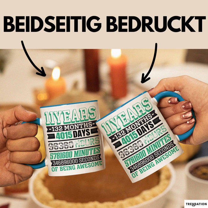 11. Geburtstag Tasse Geschenk Jungs Mädchen Becher Lustig Blau Trendation