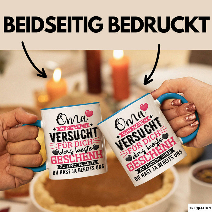 Geschenk Oma Tasse Muttertag Witzige Spruchidee Originell Blau Trendation