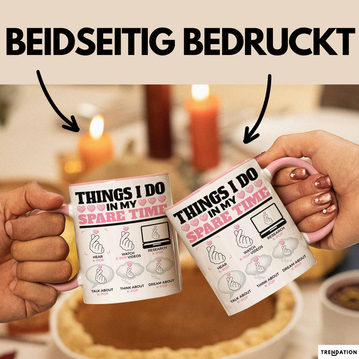 KPop Tasse Geschenk Spare Time Finger Heart Grafik Geschenkidee Rosa Trendation