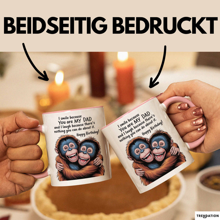 Papa Vater Geburtstagsfeier Tasse Geschenk Lustige Geschenkidee Spruch Ich Lächle Weil Du Mein Papa Bist Rosa Trendation