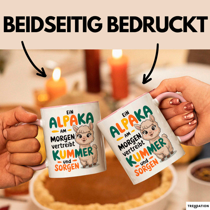 Alpaka Liebhaber Tasse Geschenkidee Alpaka Am Morgen Tierfan Rosa Trendation