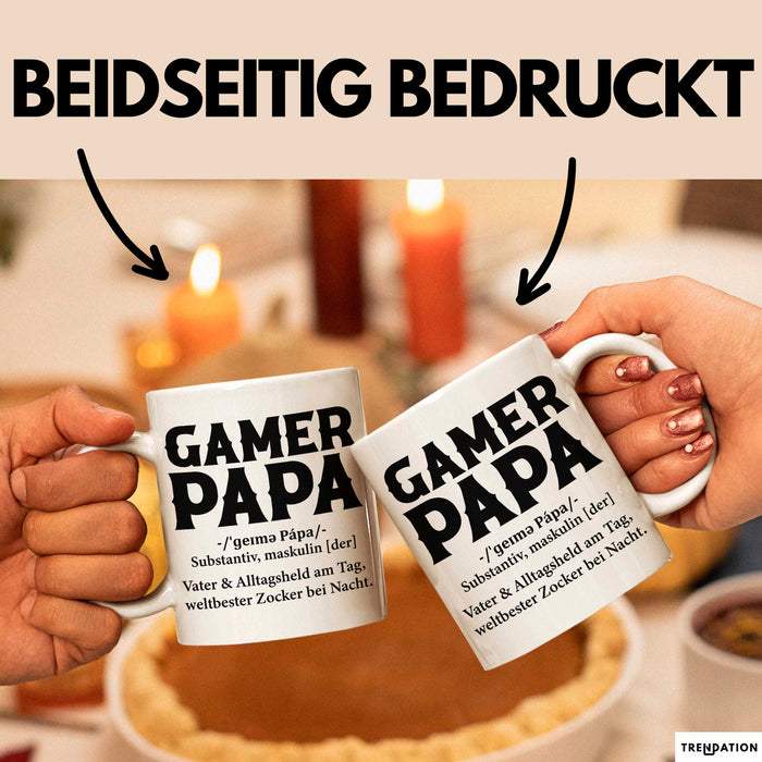 Spieler Papa Tasse Geschenk Lustige Geschenkidee Spruch Gamer Papa Weiß Trendation