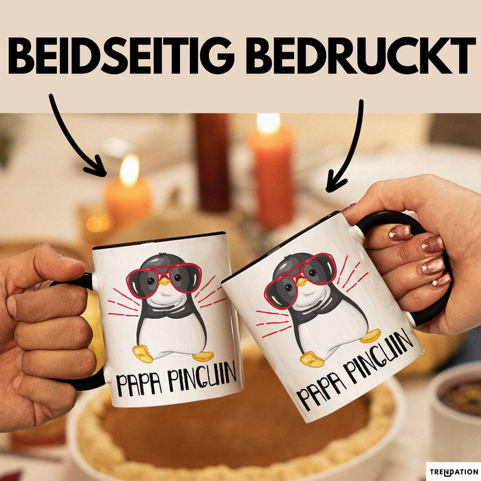 Papa Pinguin Tasse Geschenk Pinguin Liebhaber Vatertag Schwarz Trendation