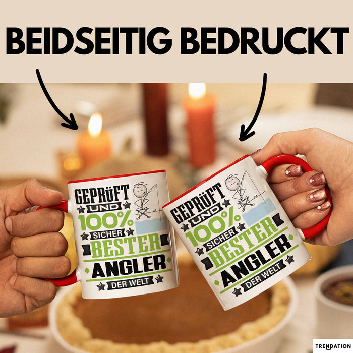 Angler Geschenk Lustiger Spruch für Angler Geschenkidee Bester Angler Der Welt Rot Trendation