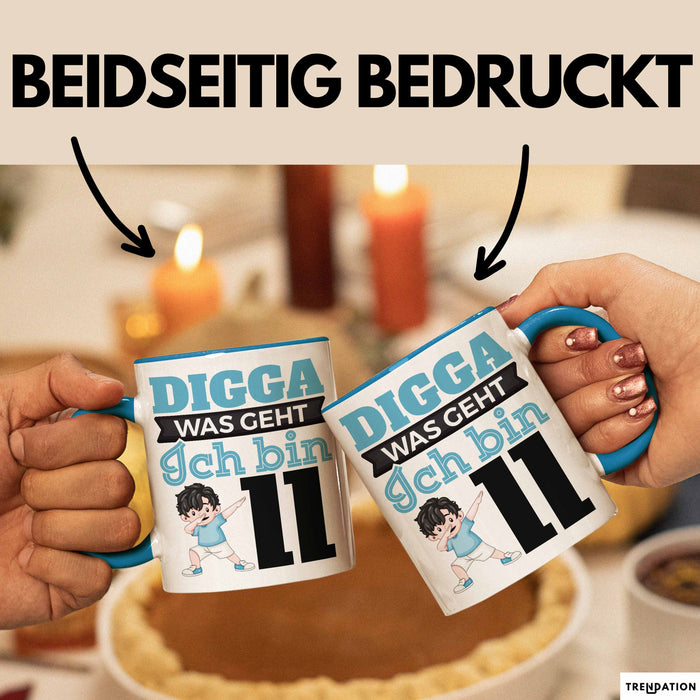 Digga Ich Bin 11 Tasse Jungs Geschenk 11. Geburtstag Lustig Blau Trendation