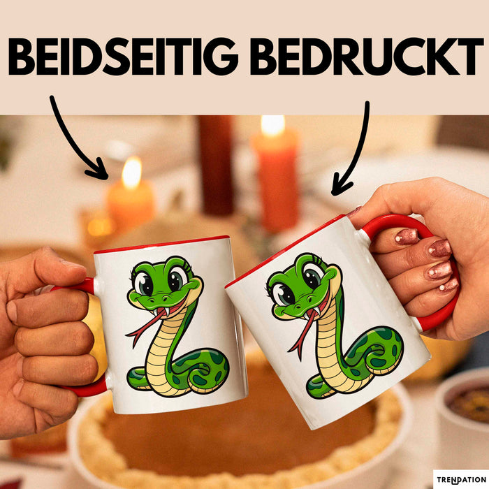 Reptil Schlange Tier Tasse Geschenk Lustige Geschenkidee Spruch Rot Trendation
