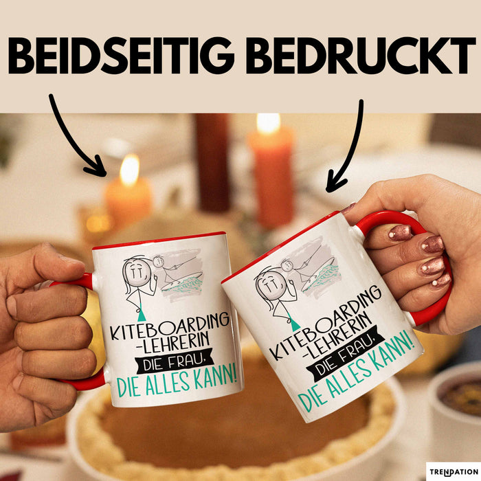 Kiteboarding-Lehrerin Geschenk Tasse Becher Die Frau Die Allen Kann Geschenkidee für eine Kiteboarding-Lehrerin Lustig Rot Trendation
