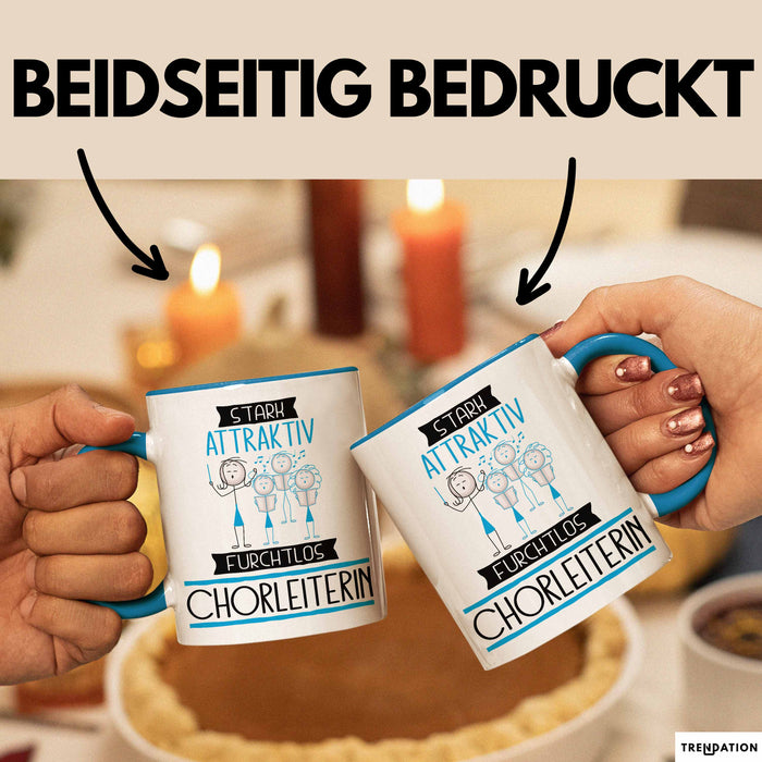 Chorleiterin Tasse Geschenk Becher Stark Attraktiv Furchtlos Chorleiterin Lustige Geschenkidee Blau Trendation