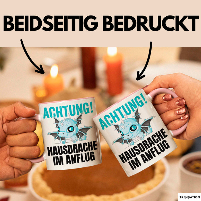 Hausdrache Im Anflug Tasse Geschenk Becher Rosa Trendation