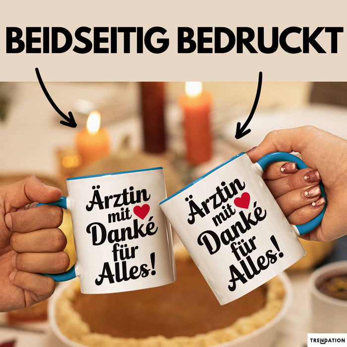 Arzt Tasse Geschenk Lustige Geschenkidee Spruch Ärztin Mit Danke Für Alles Blau Trendation