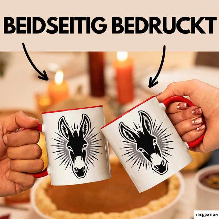 Eselbauer Esel Tier Gesicht Tasse Geschenk Lustige Geschenkidee Spruch Rot Trendation
