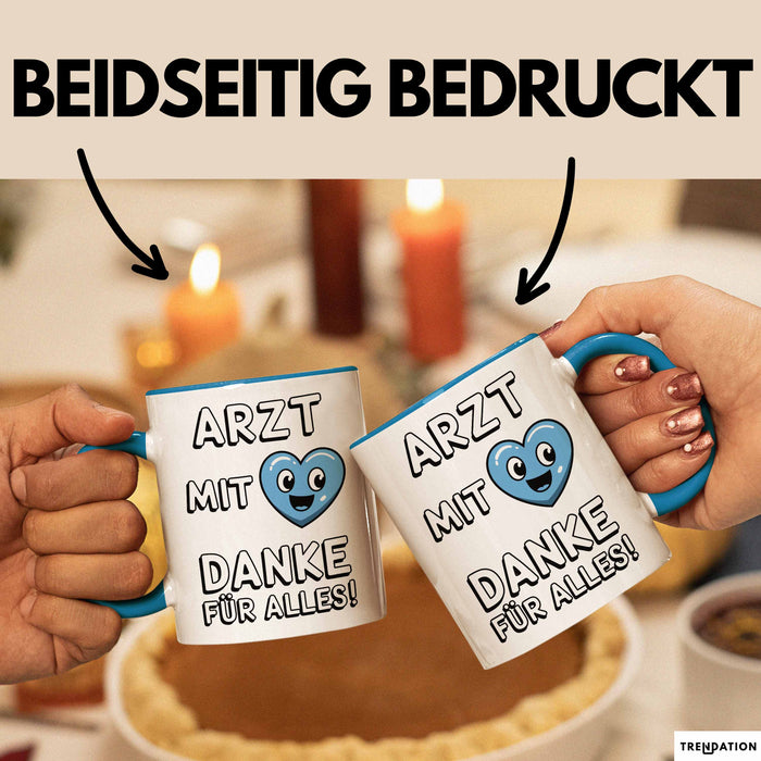 Arzt Tasse Geschenk Lustige Geschenkidee Spruch Arzt Mit Danke Für Alles Blau Trendation