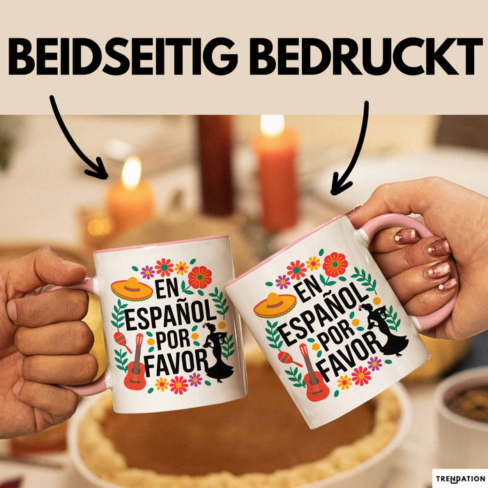 Spanischlehrer Unterricht Tasse Geschenk Lustige Geschenkidee Spruch En Español Por Favor Rosa Trendation