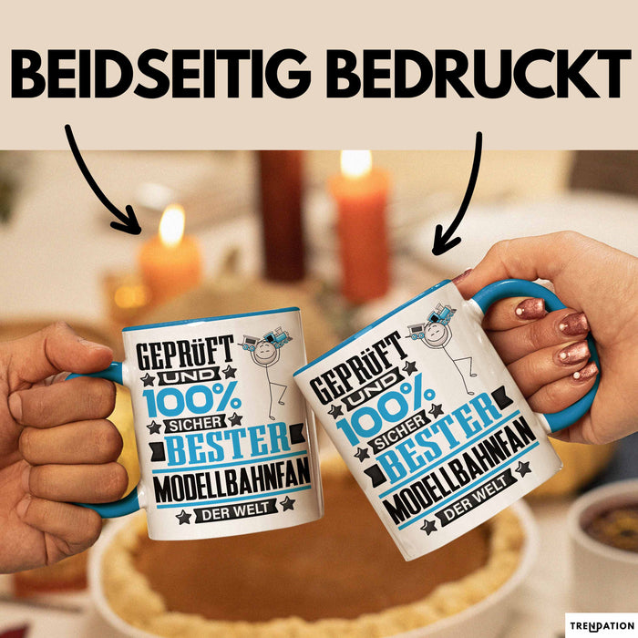 Modellbahnfan Geschenk Lustiger Spruch für Modellbahnfan Geschenkidee Bester Modellbahnfan Der Welt Blau Trendation