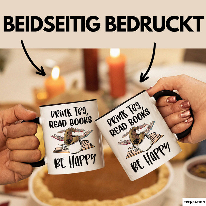 Bücher-Leser Tasse Geschenk Drink Tea Read Books Be Happy Bücher Lesen Becher Trendation