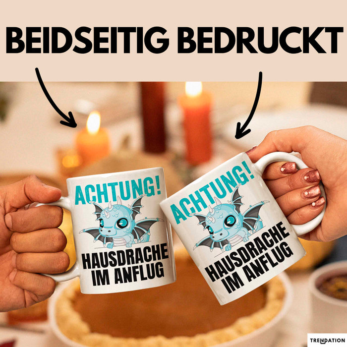 Hausdrache Im Anflug Tasse Geschenk Becher Weiß Trendation