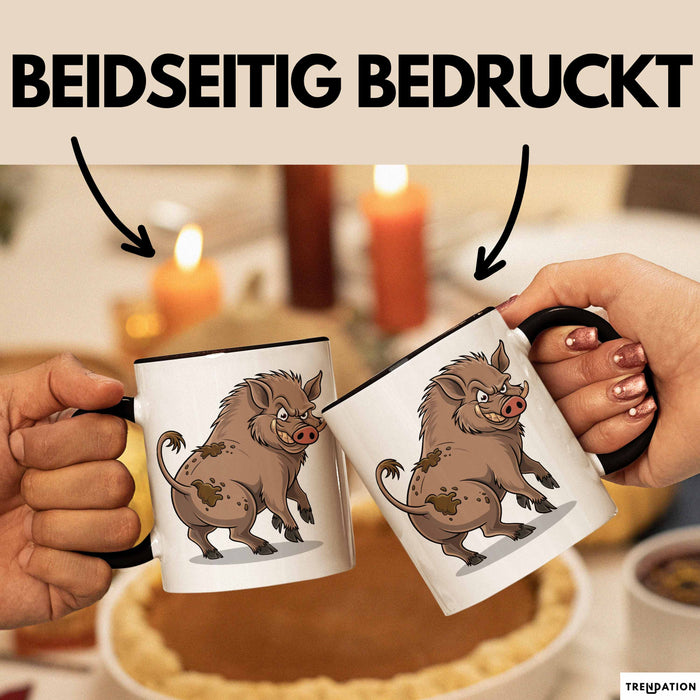 Wildschweinjagd Tasse Geschenk für Schwarzwildjäger Spruch Trendation