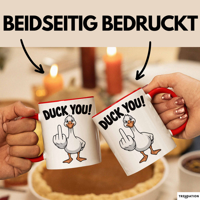 Ente Tier Tasse Geschenk Lustige Geschenkidee Spruch Duck You Rot Trendation