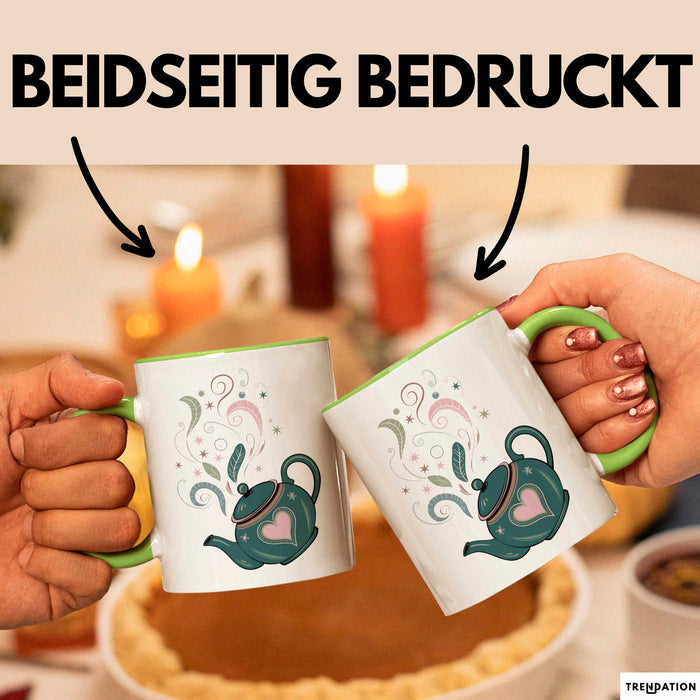 Teeliebhaber Tasse Geschenkidee für Kräuter Enthusiasten Grün Trendation