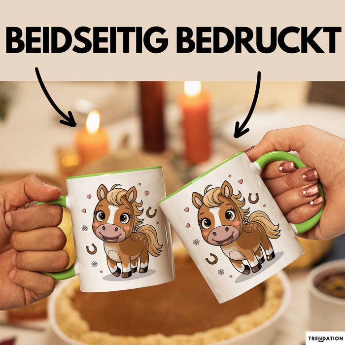 Pferdeliebhaber Tasse Geschenkidee für Reitsport Grün Trendation