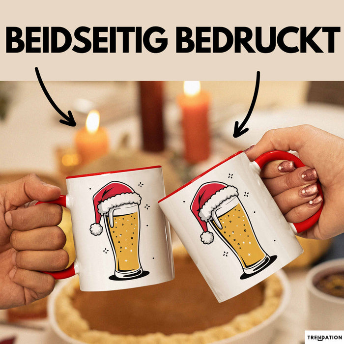 Bier Weihnachtsfeier Tasse Geschenk Lustige Geschenkidee Spruch Rot Trendation