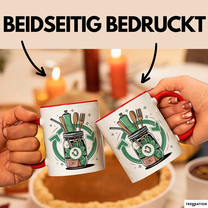 Zero Waste Befürworter Tasse Geschenk Lustige Geschenkidee Spruch Für Müllfrei Fans Rot Trendation
