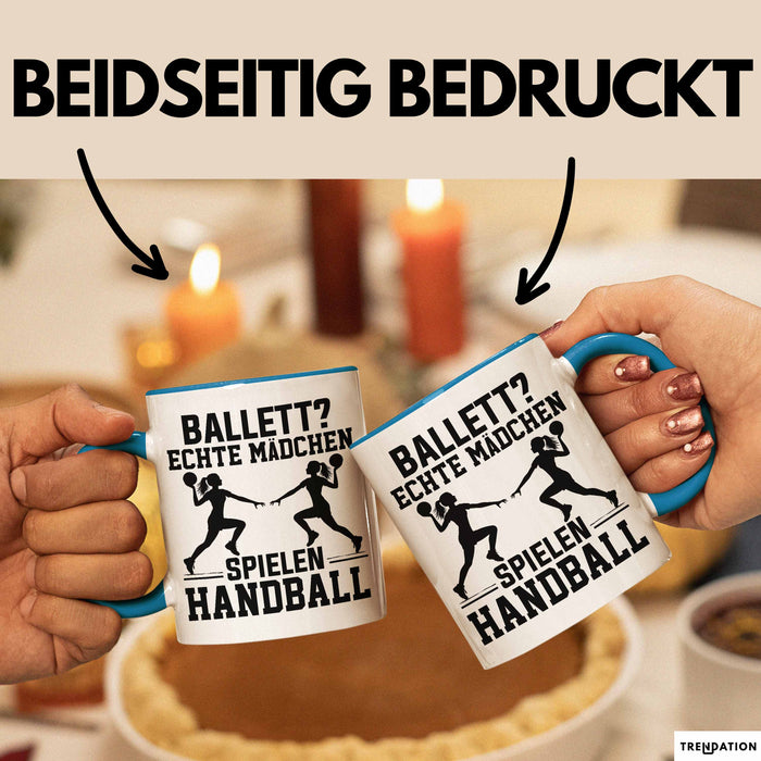 Handball-Spielerin Tasse Geschenk Frauen Ballett Echte Mädchen Spielen Handball Blau Trendation