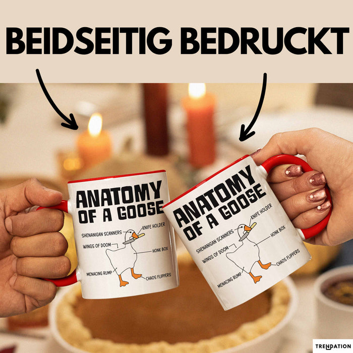 Gans Tasse Geschenk Mit Humor Anatomy Of A Goose Knife Holder Wings Of Doom Kaffee-Becher Rot Trendation