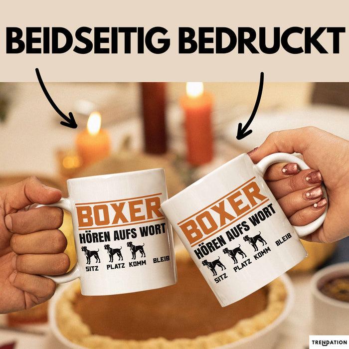 Boxer Hören Aufs Wort Tasse Geschenk Boxer Besitzer Mama Becher Weiß Trendation