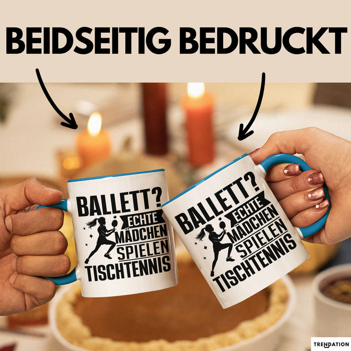 Tischtennis-Spielerin Tasse Geschenk Frauen Ballett Echte Mädchen Spielen Tischtennis Blau Trendation