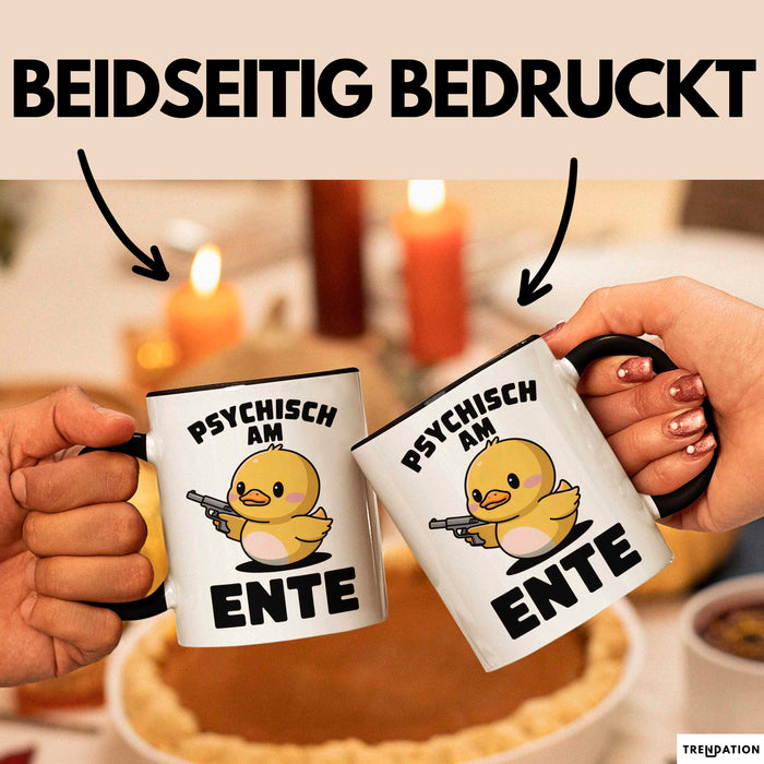 Quietscheente Tier Tasse Geschenk Lustige Geschenkidee Spruch Psychisch Am Ente Schwarz Trendation