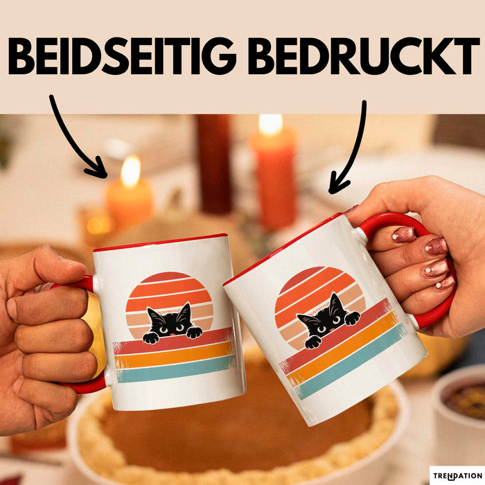 Katzen Tierliebhaber Vintage Tasse Geschenk Lustige Geschenkidee Spruch Rot Trendation