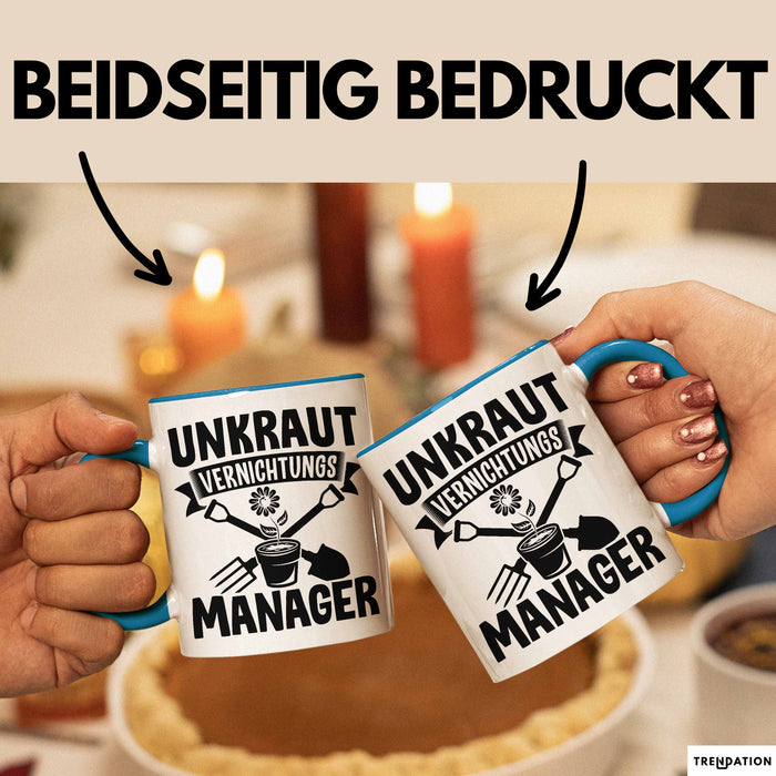 Gärtner Tasse Geschenk Unkraut Vernichtungsmanager Blau Trendation