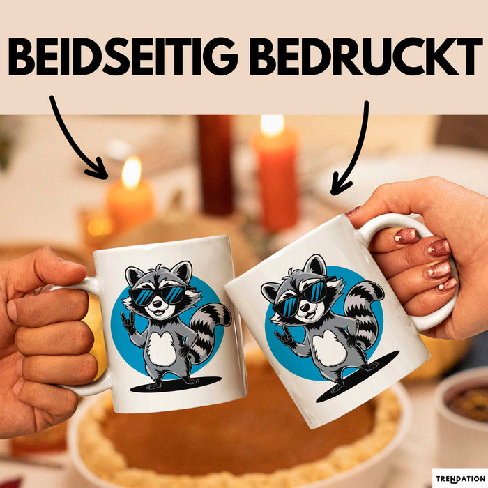 Waschbär Tierliebhaber Tasse Geschenk Lustige Geschenkidee Spruch Weiß Trendation