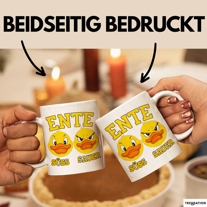 Quietscheente Tier Tasse Geschenk Lustige Geschenkidee Spruch Ente Süss Sauer Weiß Trendation