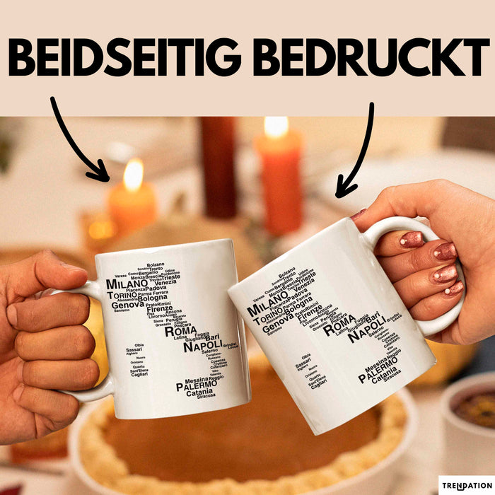 Italienische Städte Italien Karte Tasse Geschenk Lustige Geschenkidee Spruch Weiß Trendation