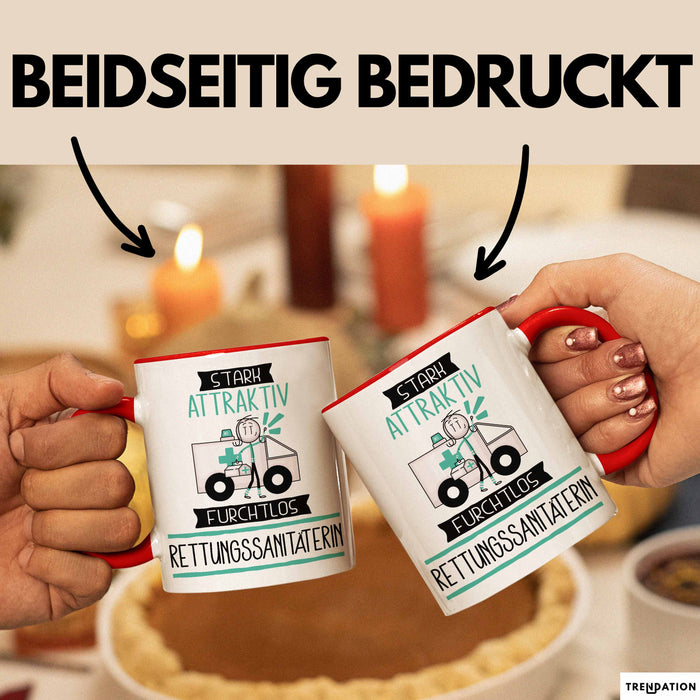 Rettungssanitäterin Tasse Geschenk Becher Stark Attraktiv Furchtlos Rettungssanitäterin Lustige Geschenkidee Rot Trendation