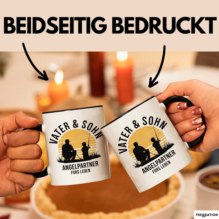 Angeln Fischer Vater Sohn Tasse Becher Geschenk Lustige Geschenkidee Spruch Vater & Sohn Angelpartner Fürs Leben Trendation