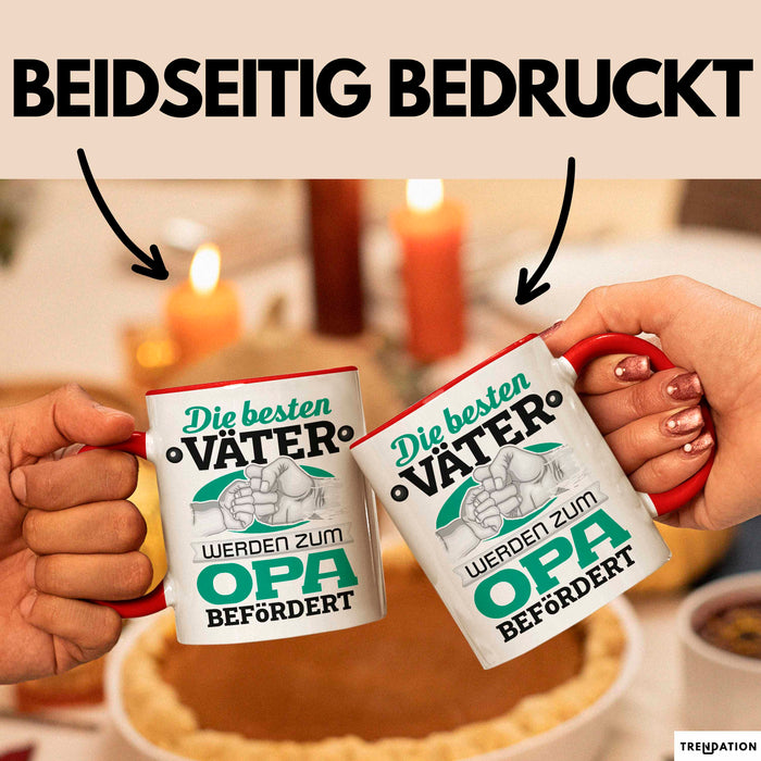 Opa Tasse Geschenk Du Wirst Opa Verkündung Die Besten Väter Werden Zum Opa Befördert Becher Rot Trendation