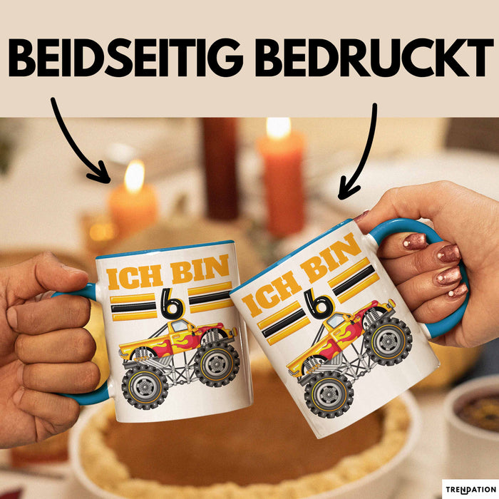 6. Geburtstag Geschenk Tasse Becher Jungs Trucks Geburtstagsgeschenk Ich Bin 6 Blau Trendation