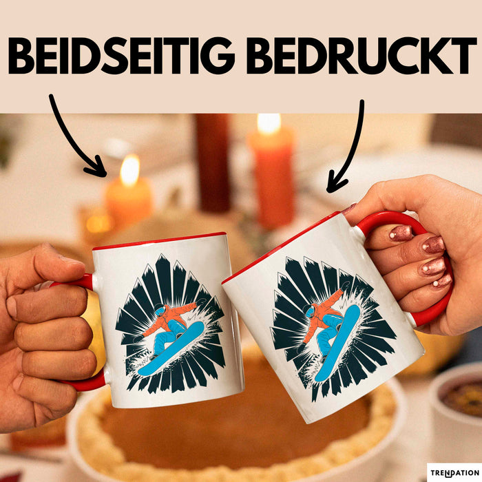Snowboarder Tasse Geschenk Lustige Geschenkidee Spruch Für Berg Fahrer Rot Trendation