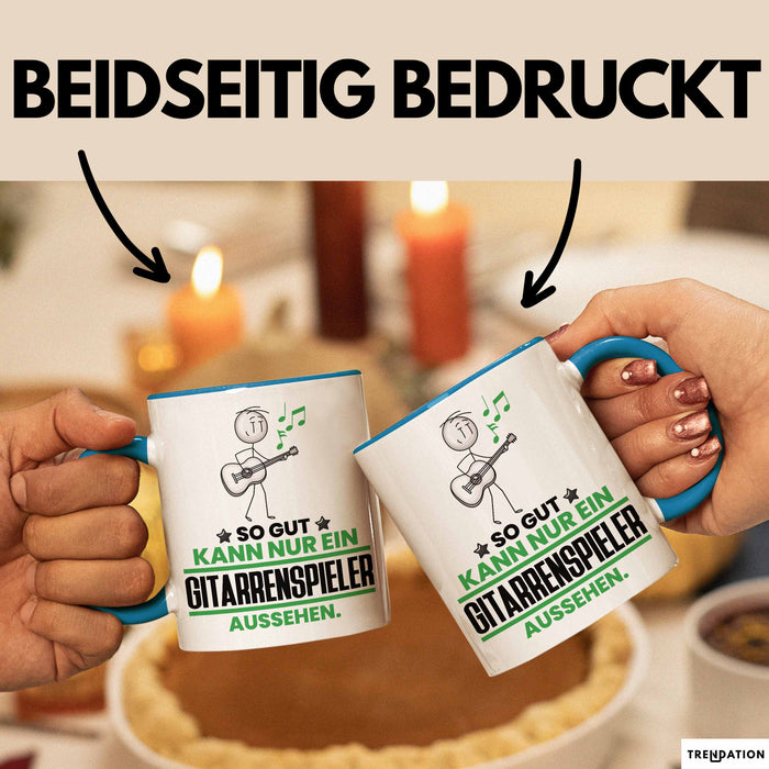 Gitarrenspieler Geschenk Tasse So Gut Kann Nur Ein Gitarrenspieler Aussehen Geschenkidee Kaffee-Becher Blau Trendation