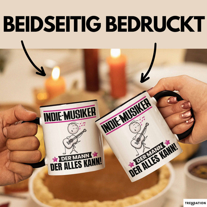 Indie-Musiker Tasse Geschenk für Indie-Musiker Der Mann Der Alles Kann Geschenkidee zum Geburtstag Schwarz Trendation
