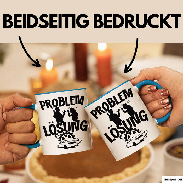 Auto Liebhaber Tasse Geschenk für Driften Männer Geschenkidee Problem und Lösung Drifter Blau Trendation