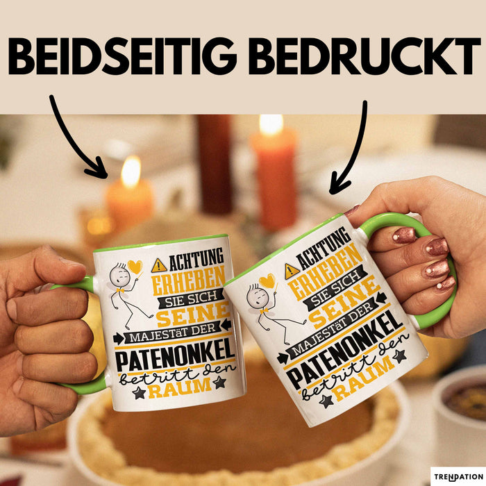 Patenonkel Geschenk Tasse Lustiger Spruch Erheben Sie Sich Der Patenonkel Betritt den Raum Grün Trendation