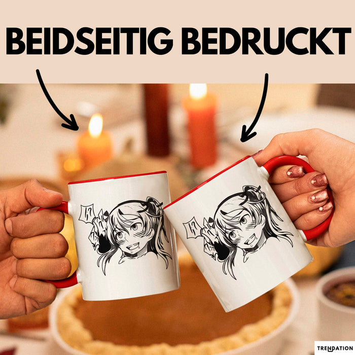 Anime Manga Mädchen Tasse Geschenk Lustige Geschenkidee Rot Trendation
