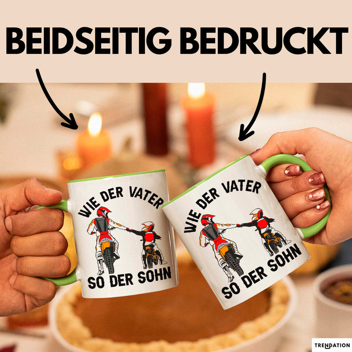 Vater Sohn Tasse Geschenk Lustige Geschenkidee Spruch Dirt-Bike Biker Grün Trendation