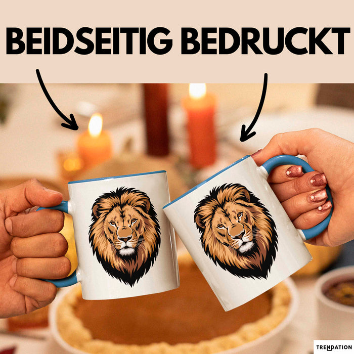 Löwe Sternzeichen Löwe Tasse Geschenk Lustige Geschenkidee Spruch Blau Trendation