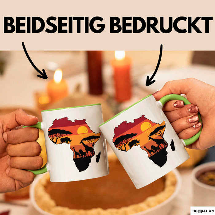 Afrika Karte Nashorn Tasse Geschenk Lustige Geschenkidee Spruch Grün Trendation